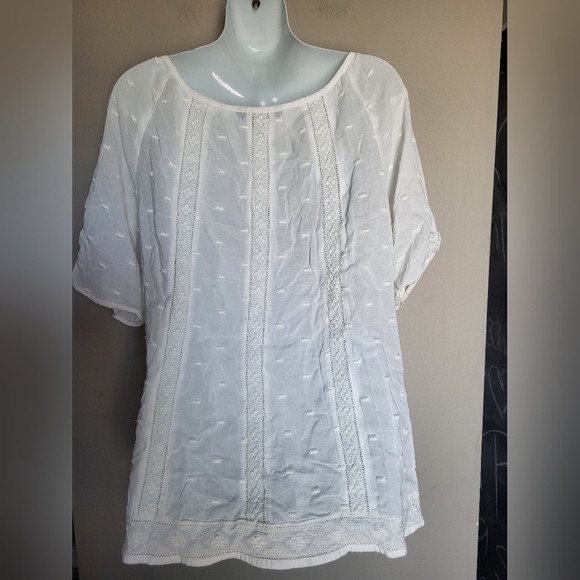 DH3 White Boho Blouse, Size Small - Picture 2 of 5